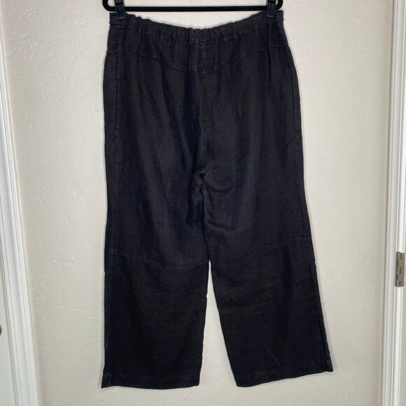 Cut.loose Black 100% Linen Cargo Wide Leg Pants Lagenlook Large - Picture 9 of 10
